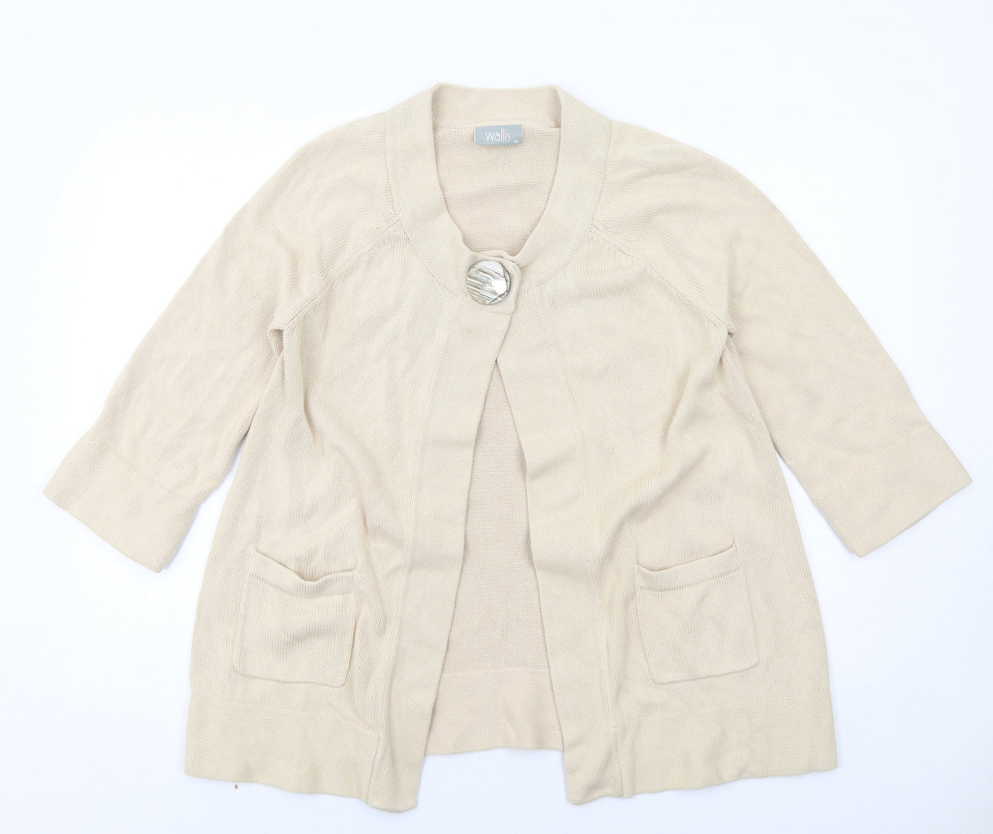 Wallis Womens Beige Round Neck Cotton Cardigan Jumper Size M