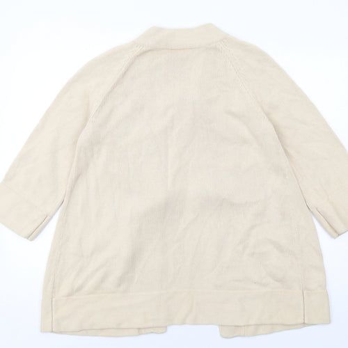 Wallis Womens Beige Round Neck Cotton Cardigan Jumper Size M