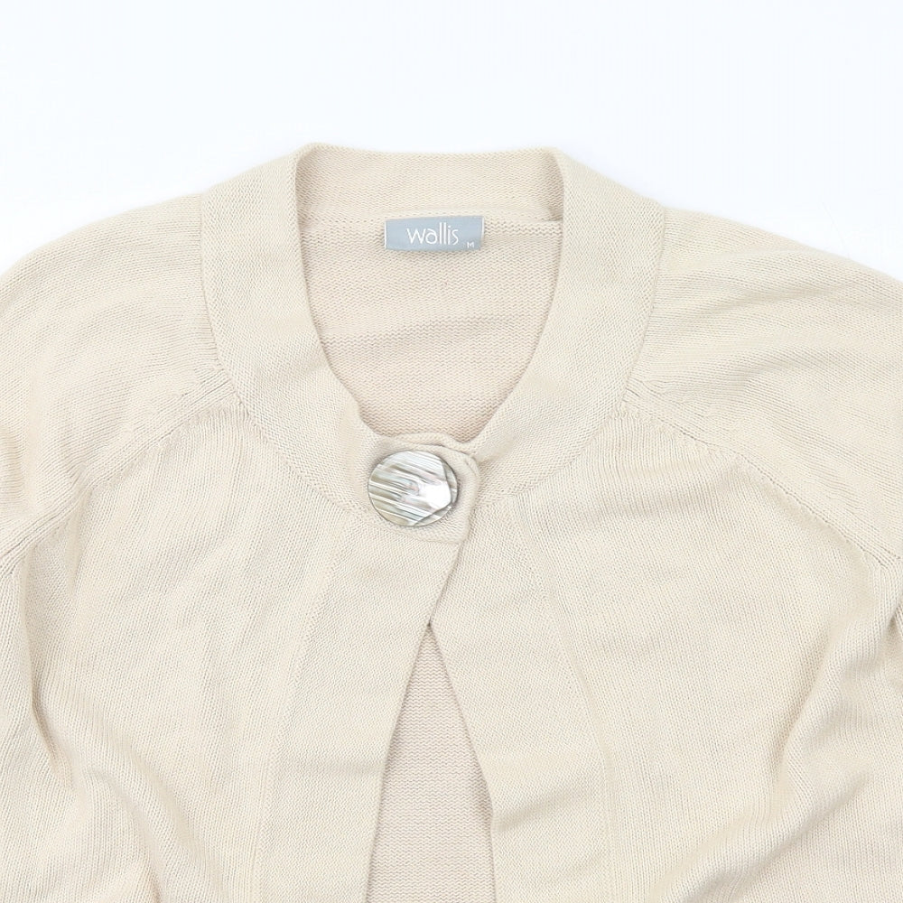 Wallis Womens Beige Round Neck Cotton Cardigan Jumper Size M