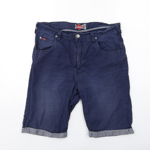 Lee Cooper Mens Blue Cotton Chino Shorts Size L L12 in Regular Zip
