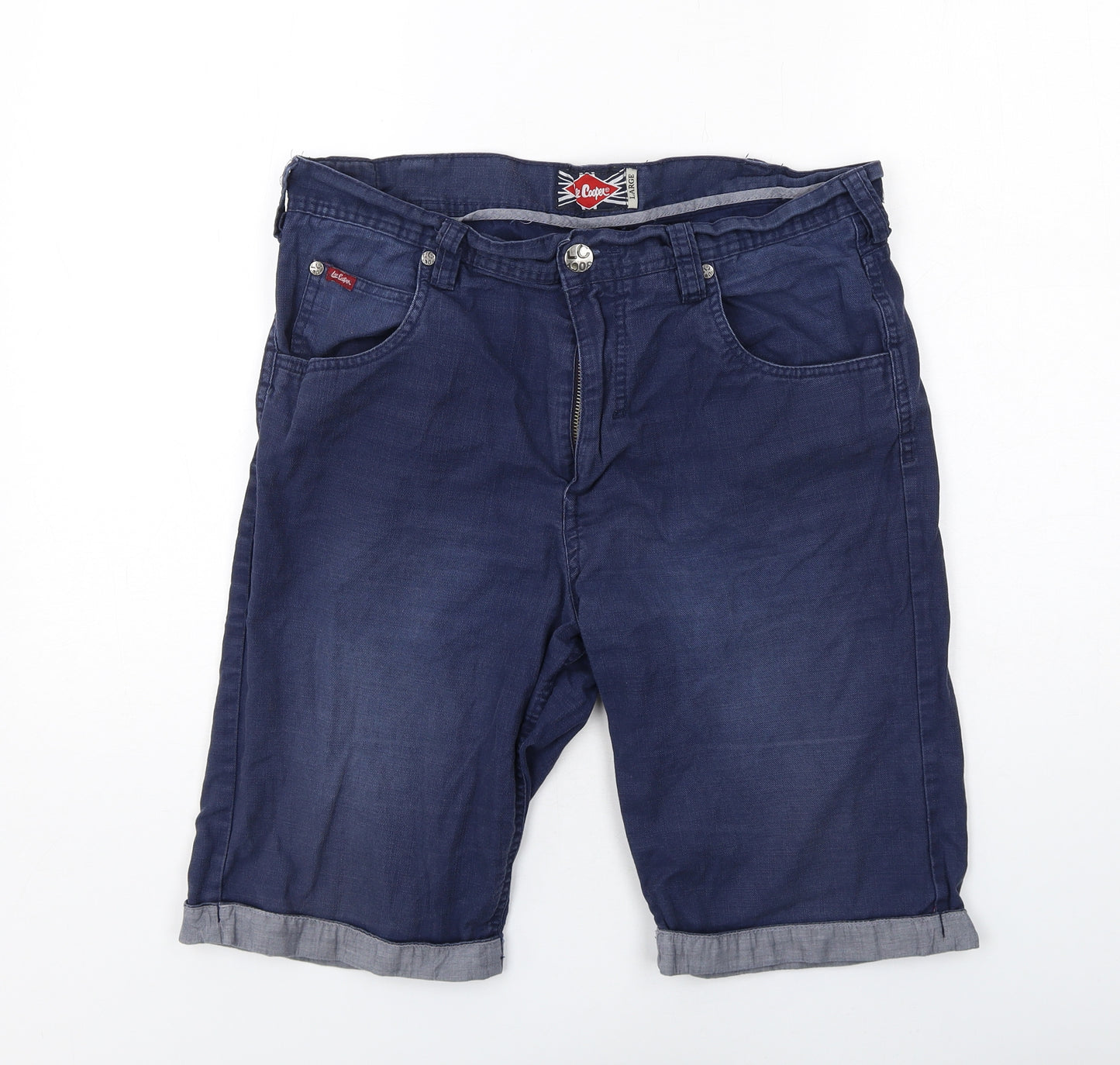 Lee Cooper Mens Blue Cotton Chino Shorts Size L L12 in Regular Zip