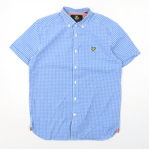 Lyle & Scott Mens Blue Check Cotton Button-Up Size M Collared Button