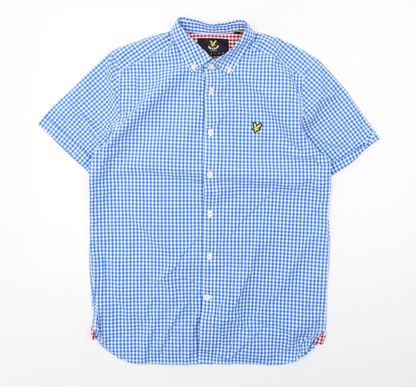 Lyle & Scott Mens Blue Check Cotton Button-Up Size M Collared Button