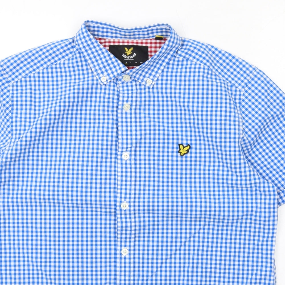 Lyle & Scott Mens Blue Check Cotton Button-Up Size M Collared Button