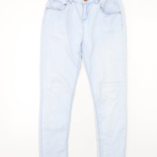 Denim & Co. Girls Blue Cotton Skinny Jeans Size 12-13 Years L25 in Regular Zip