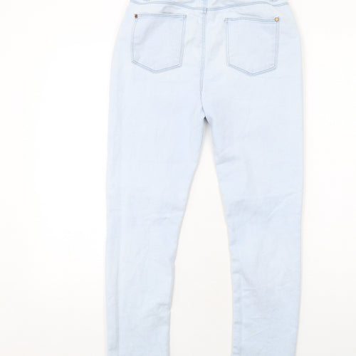 Denim & Co. Girls Blue Cotton Skinny Jeans Size 12-13 Years L25 in Regular Zip