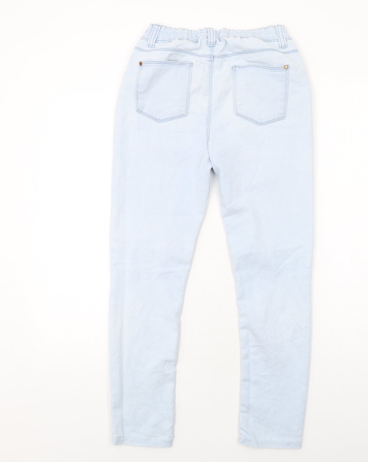 Denim & Co. Girls Blue Cotton Skinny Jeans Size 12-13 Years L25 in Regular Zip
