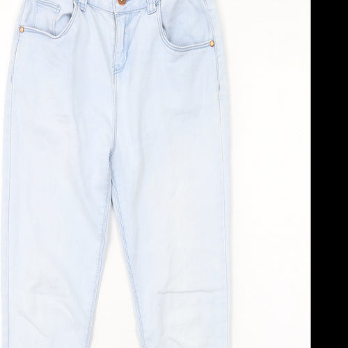 Denim & Co. Girls Blue Cotton Skinny Jeans Size 12-13 Years L25 in Regular Zip