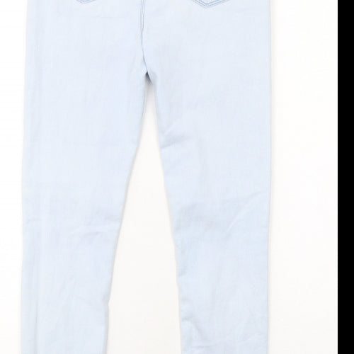 Denim & Co. Girls Blue Cotton Skinny Jeans Size 12-13 Years L25 in Regular Zip