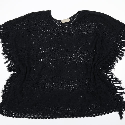 Zara Womens Black Round Neck Cotton Pullover Jumper Size M - Beach Cover Up
