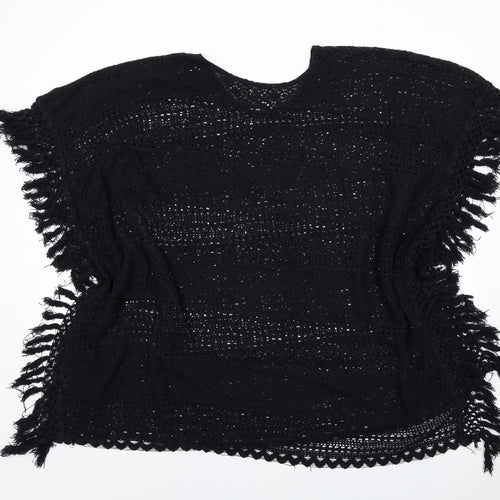 Zara Womens Black Round Neck Cotton Pullover Jumper Size M - Beach Cover Up