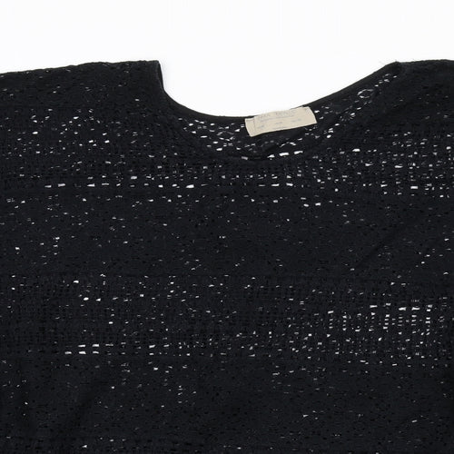 Zara Womens Black Round Neck Cotton Pullover Jumper Size M - Beach Cover Up