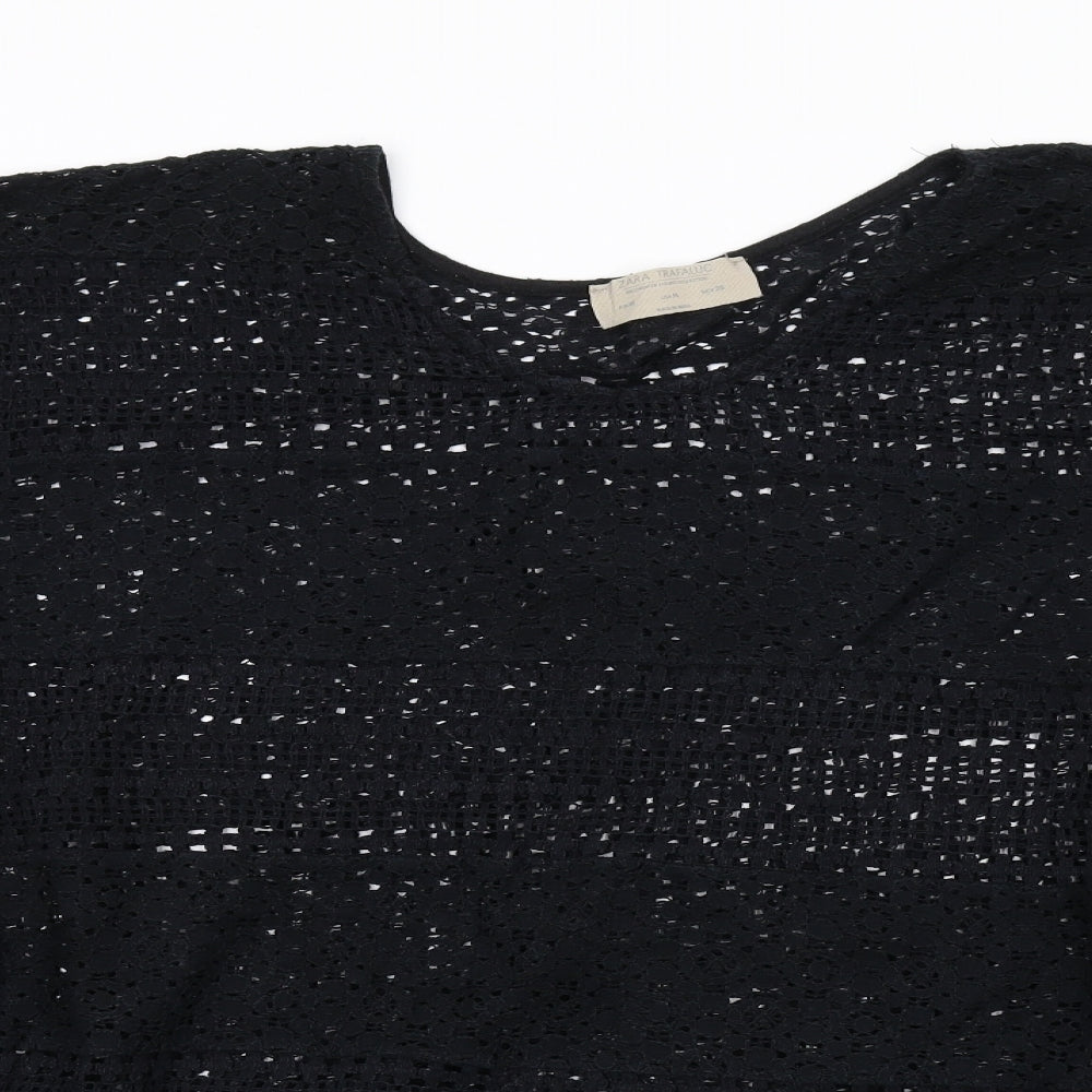 Zara Womens Black Round Neck Cotton Pullover Jumper Size M - Beach Cover Up