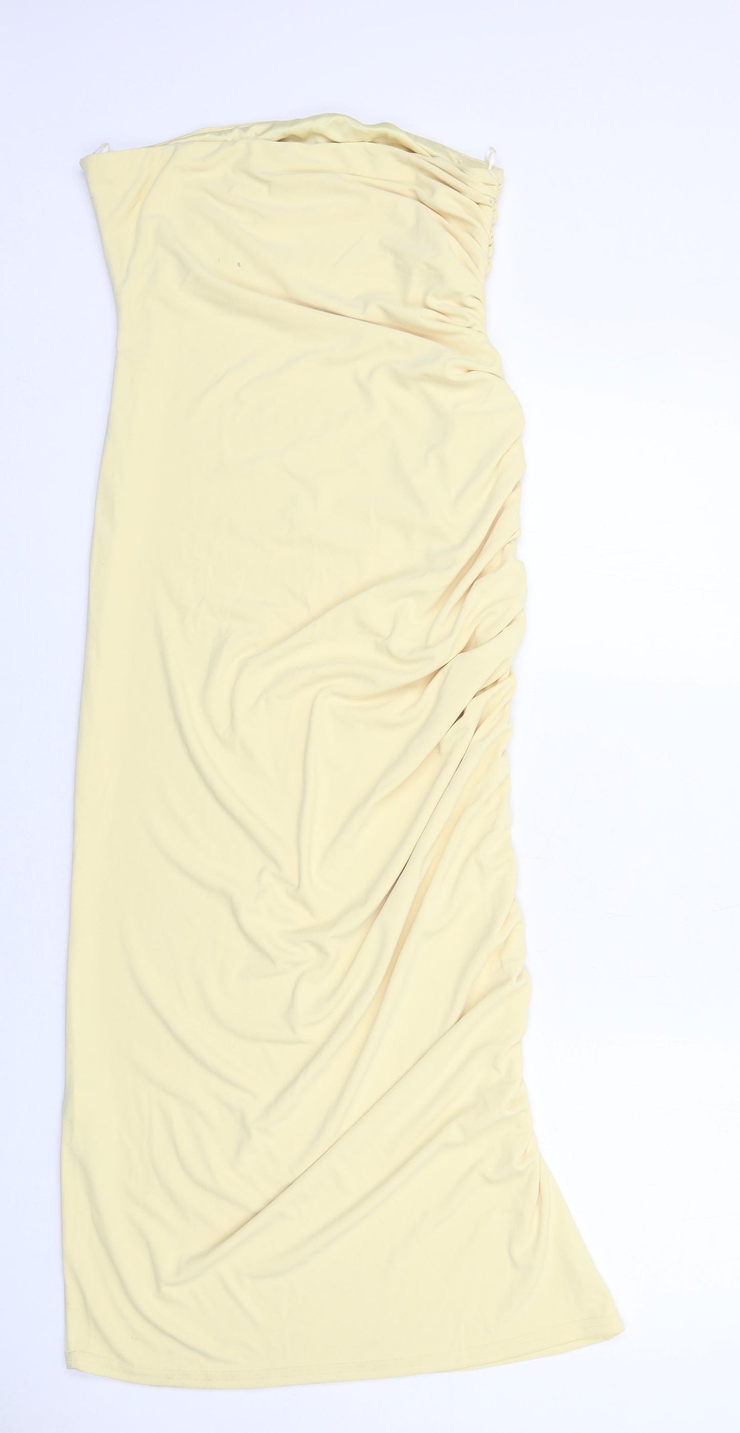 Zara Womens Yellow Polyester A-Line Size L Off the Shoulder Zip