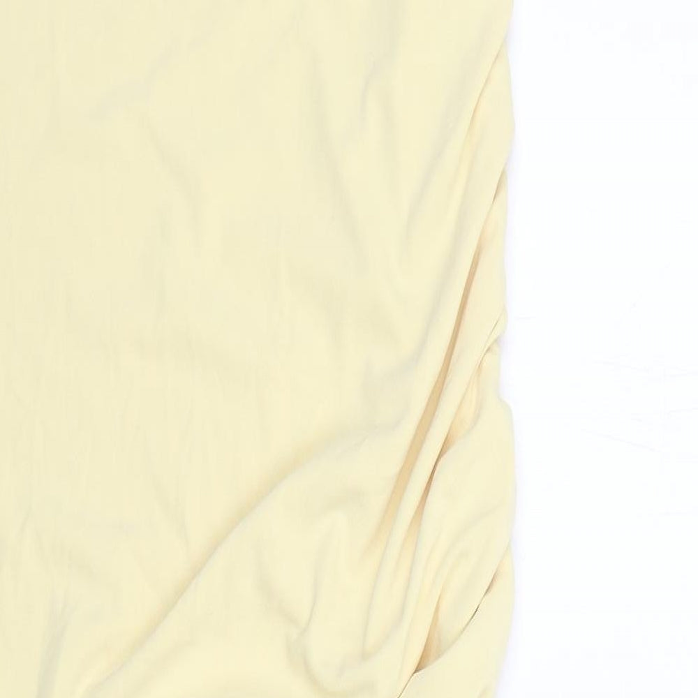 Zara Womens Yellow Polyester A-Line Size L Off the Shoulder Zip
