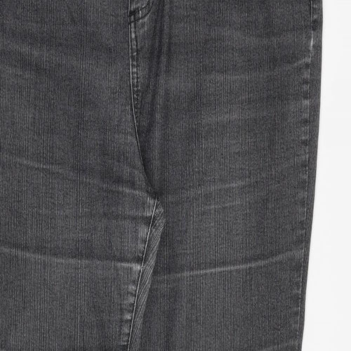 Per Una Womens Grey Cotton Straight Jeans Size 18 L30 in Regular Zip