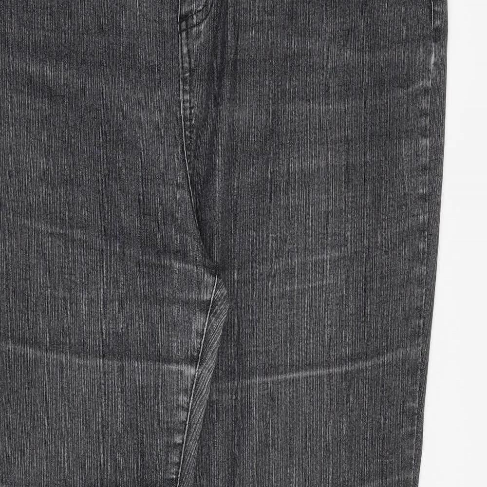 Per Una Womens Grey Cotton Straight Jeans Size 18 L30 in Regular Zip