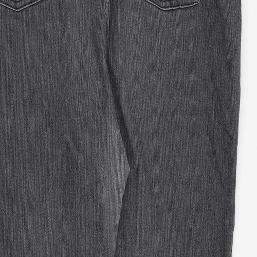 Per Una Womens Grey Cotton Straight Jeans Size 18 L30 in Regular Zip