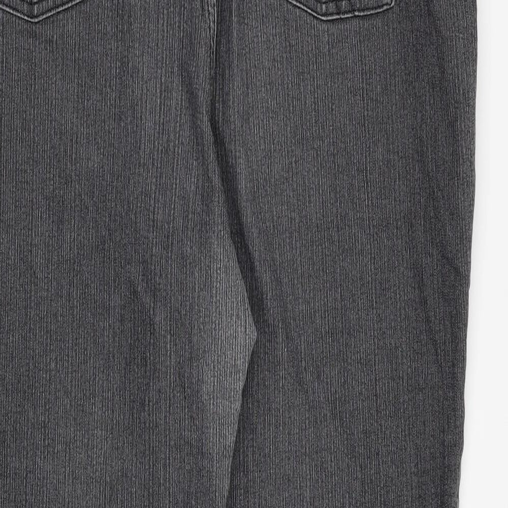 Per Una Womens Grey Cotton Straight Jeans Size 18 L30 in Regular Zip