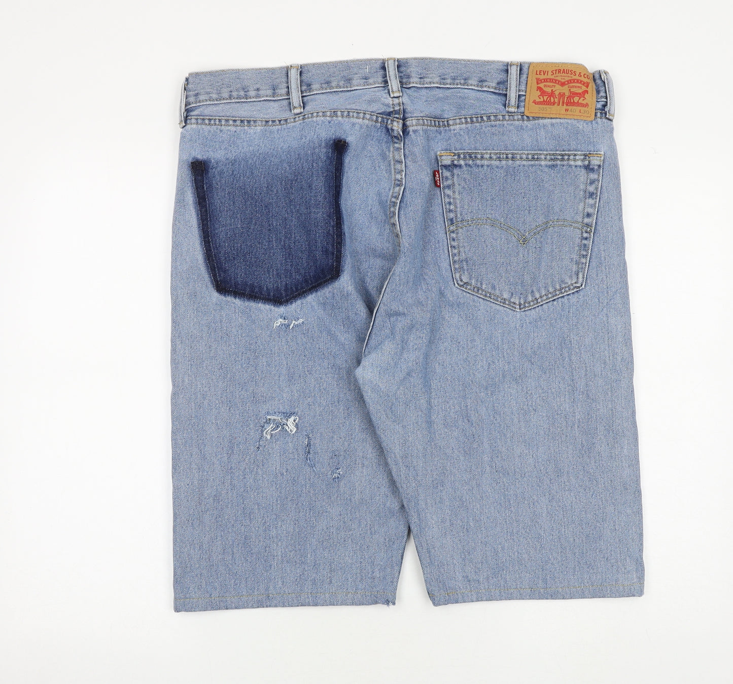 Levi's Mens Blue Cotton Biker Shorts Size 40 in L12 in Regular Zip