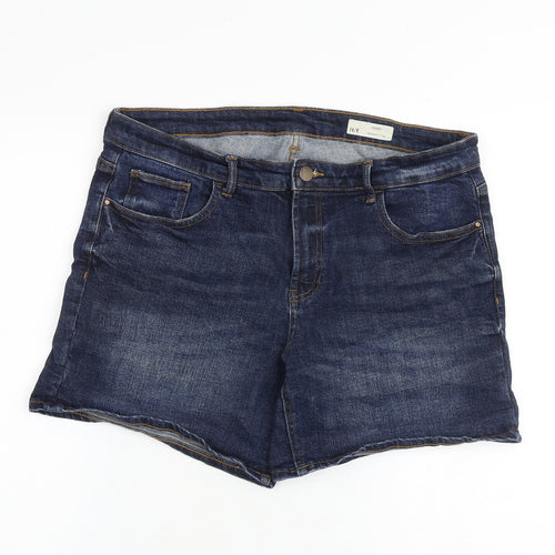 Red Herring Womens Blue Cotton Hot Pants Shorts Size 14 L6 in Regular Zip