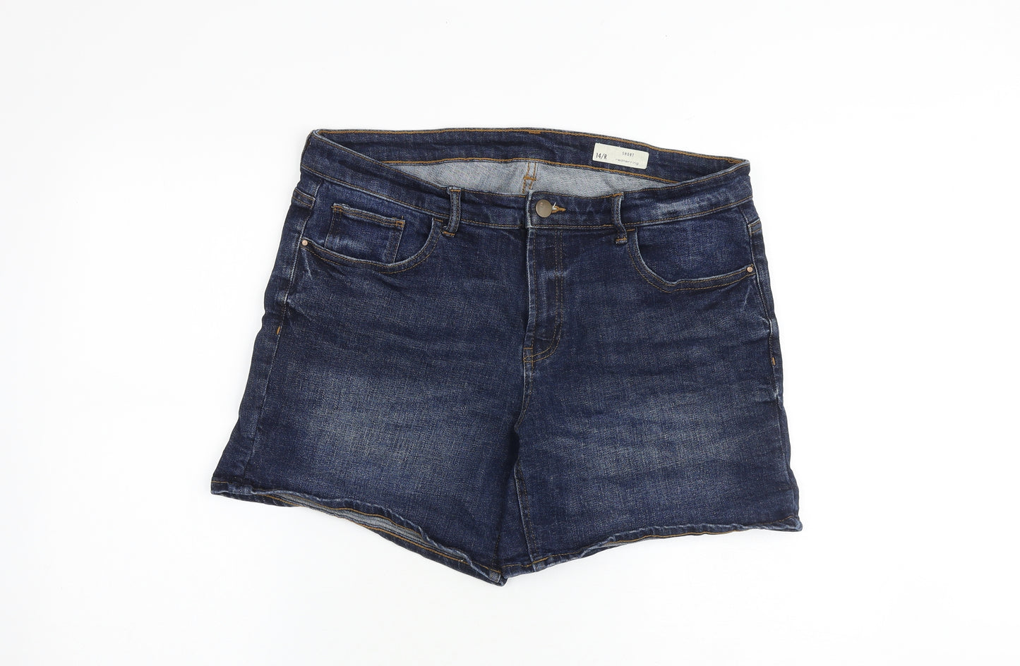 Red Herring Womens Blue Cotton Hot Pants Shorts Size 14 L6 in Regular Zip