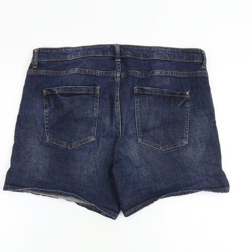Red Herring Womens Blue Cotton Hot Pants Shorts Size 14 L6 in Regular Zip