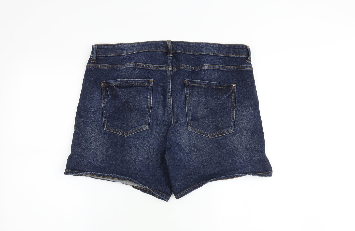 Red Herring Womens Blue Cotton Hot Pants Shorts Size 14 L6 in Regular Zip