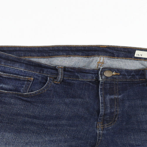 Red Herring Womens Blue Cotton Hot Pants Shorts Size 14 L6 in Regular Zip