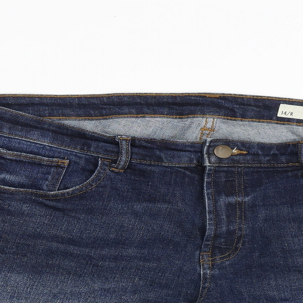 Red Herring Womens Blue Cotton Hot Pants Shorts Size 14 L6 in Regular Zip