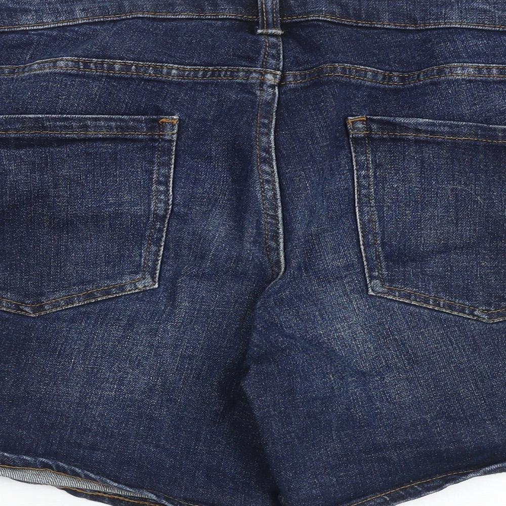 Red Herring Womens Blue Cotton Hot Pants Shorts Size 14 L6 in Regular Zip