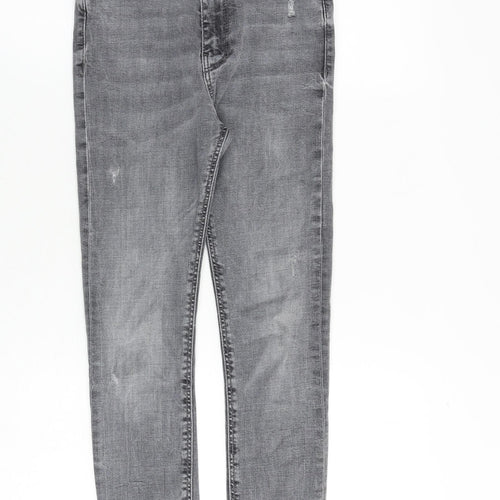 Zara Womens Grey Cotton Skinny Jeans Size 6 L27 in Regular Zip