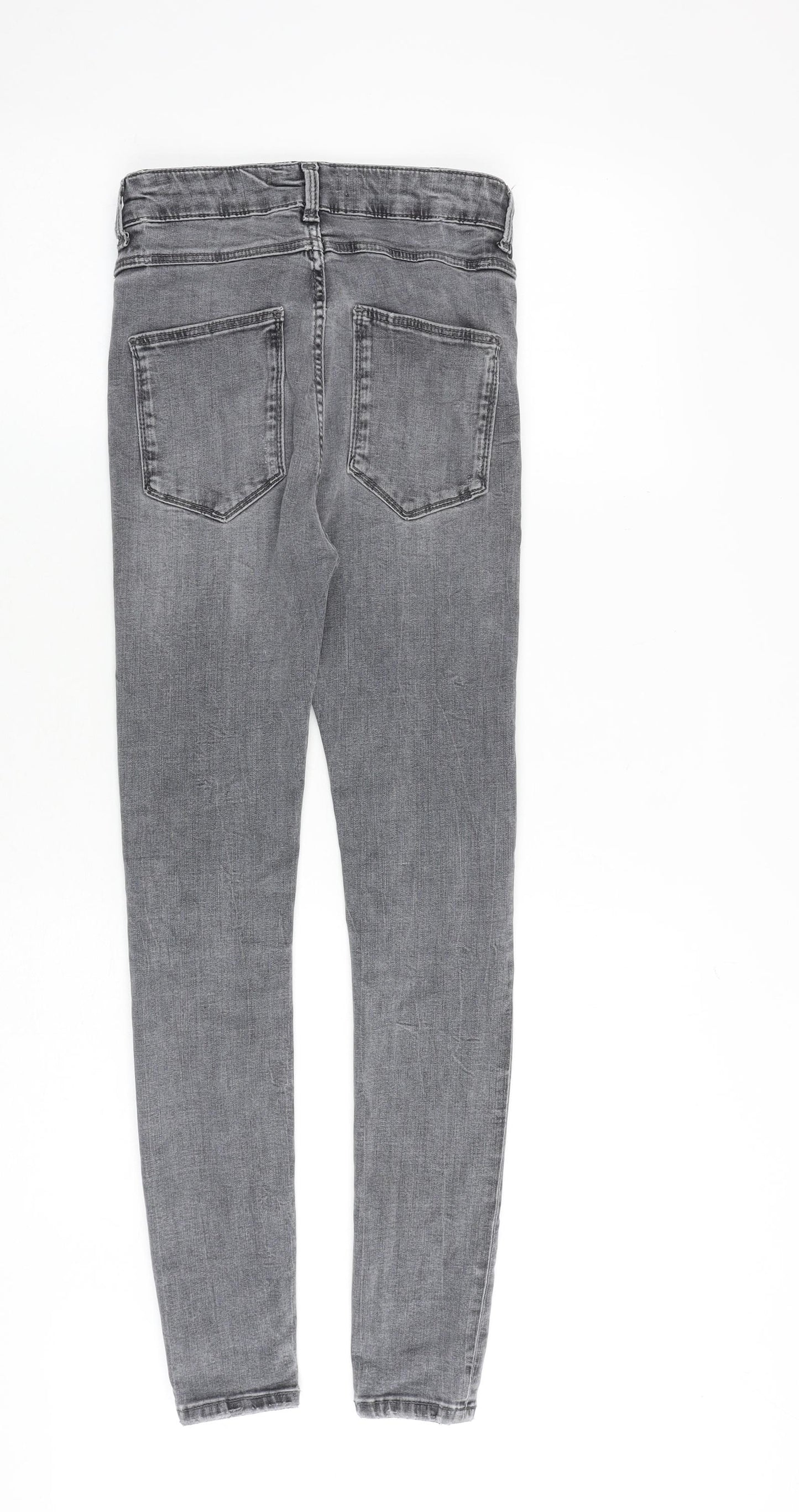 Zara Womens Grey Cotton Skinny Jeans Size 6 L27 in Regular Zip
