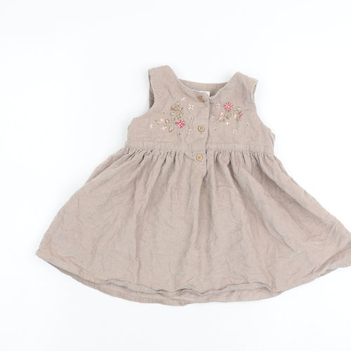 NEXT Baby Brown 100% Cotton A-Line Size 9-12 Months Round Neck Button