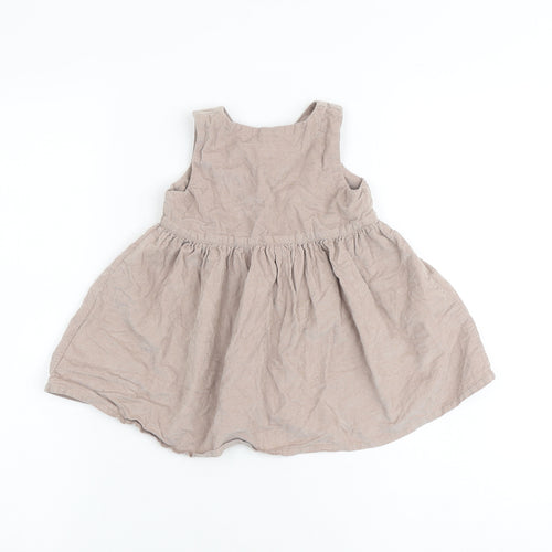NEXT Baby Brown 100% Cotton A-Line Size 9-12 Months Round Neck Button