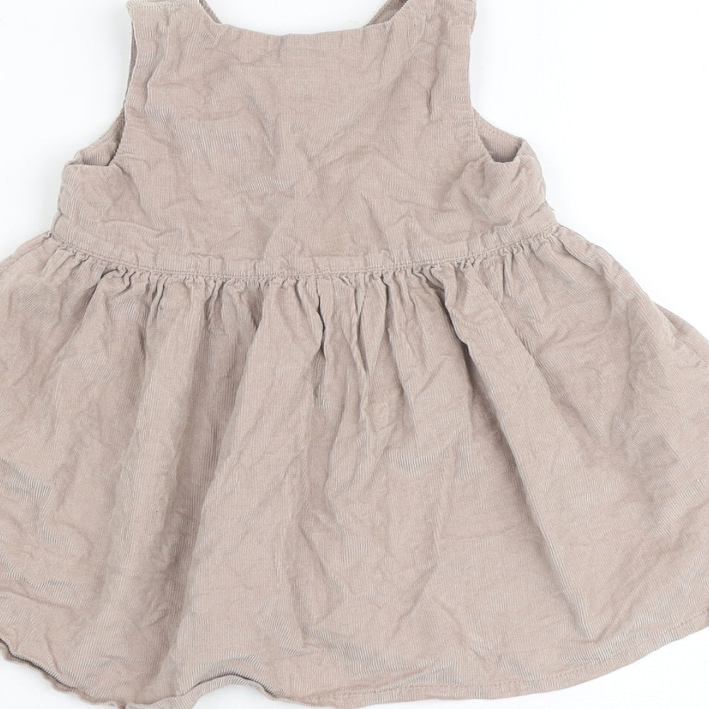 NEXT Baby Brown 100% Cotton A-Line Size 9-12 Months Round Neck Button