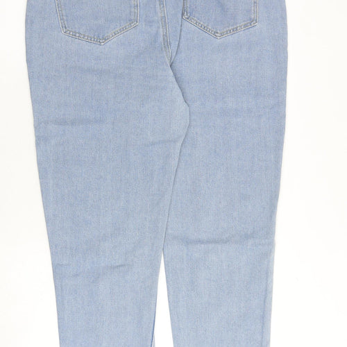Boohoo Womens Blue Cotton Tapered Jeans Size 14 Regular Zip