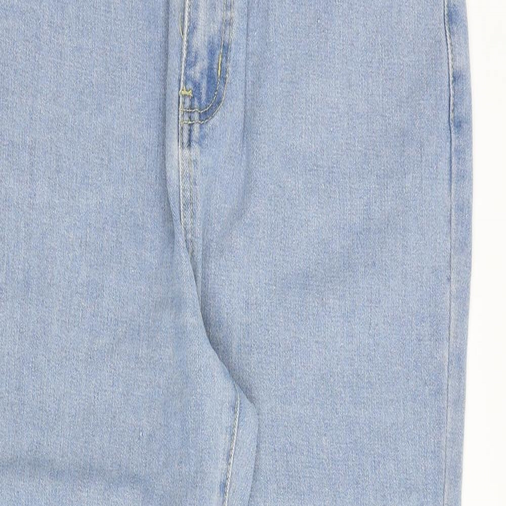 Boohoo Womens Blue Cotton Tapered Jeans Size 14 Regular Zip