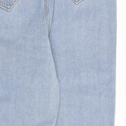 Boohoo Womens Blue Cotton Tapered Jeans Size 14 Regular Zip