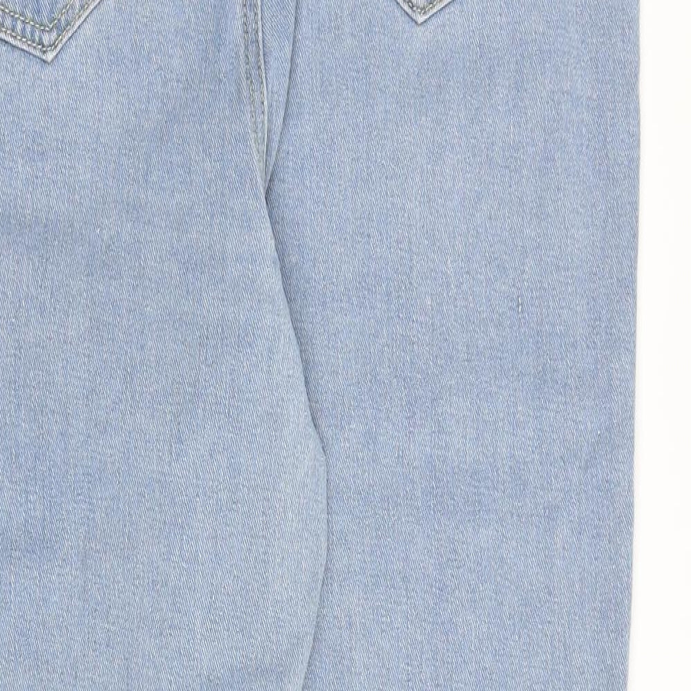Boohoo Womens Blue Cotton Tapered Jeans Size 14 Regular Zip
