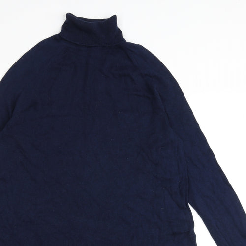 Marks and Spencer Womens Blue Viscose Jumper Dress Size 16 Roll Neck Pullover