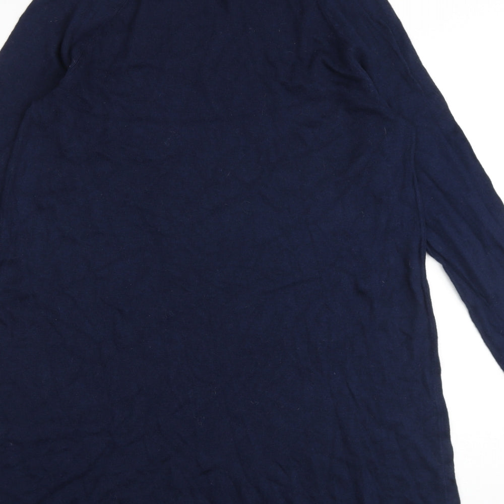 Marks and Spencer Womens Blue Viscose Jumper Dress Size 16 Roll Neck Pullover