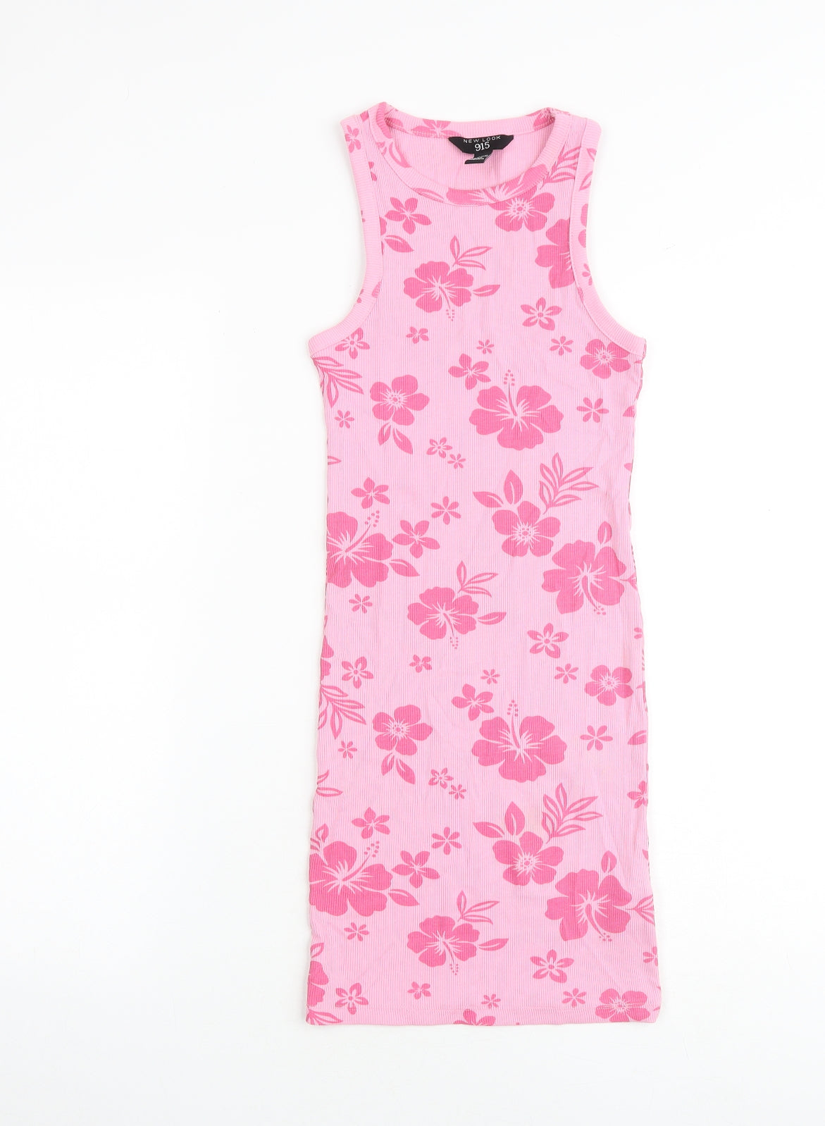 New Look Girls Pink Floral Cotton Shift Size 10-11 Years Round Neck Pullover
