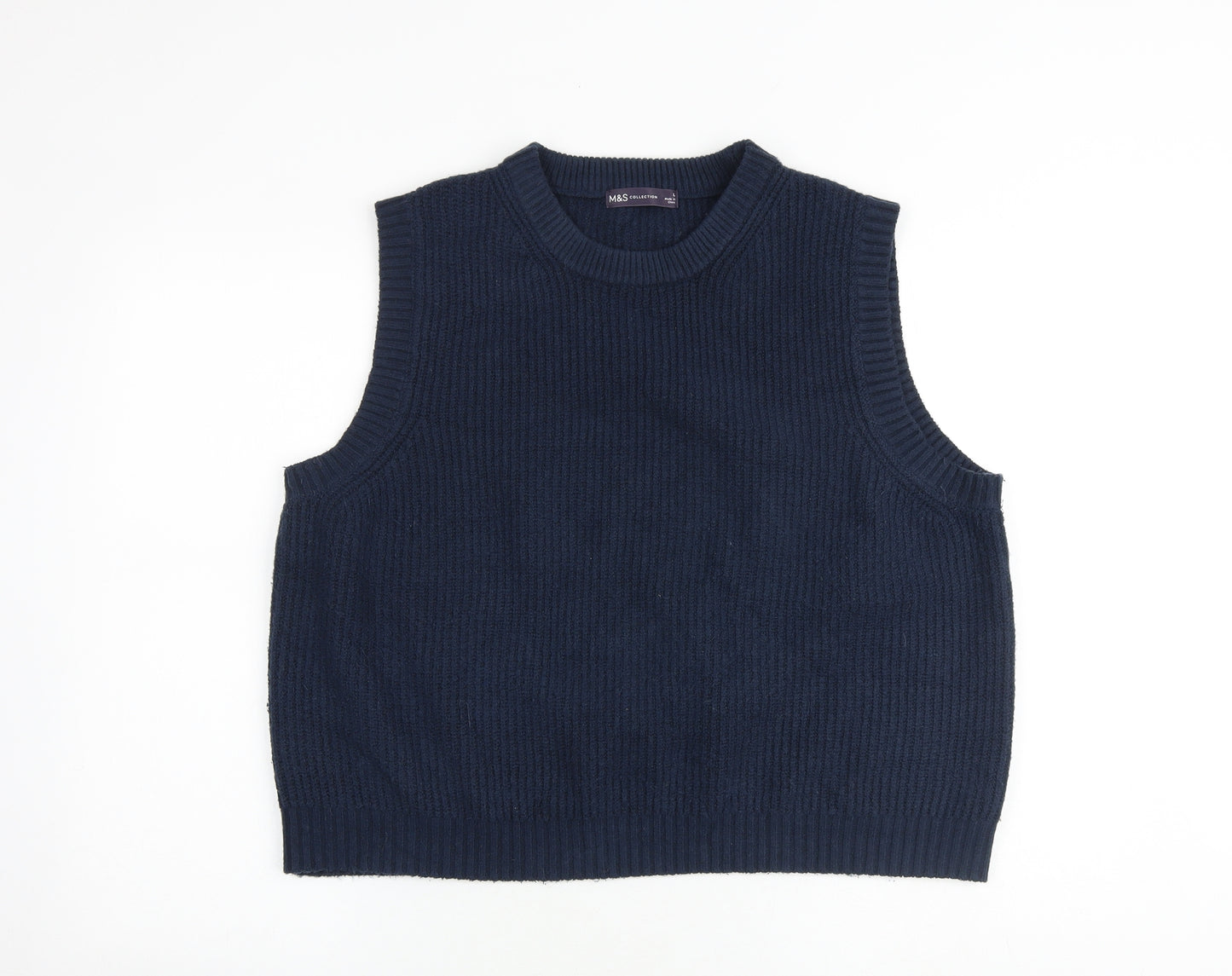 Marks and Spencer Womens Blue Crew Neck Polyester Pullover Jumper Size L