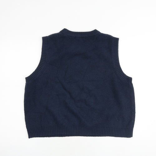 Marks and Spencer Womens Blue Crew Neck Polyester Pullover Jumper Size L