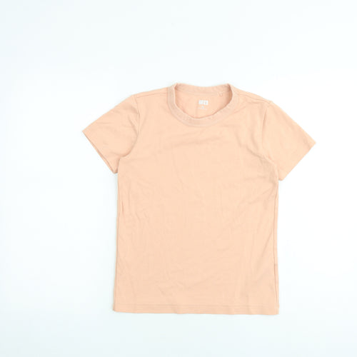 Uniqlo Womens Pink 100% Cotton Basic T-Shirt Size XS Round Neck