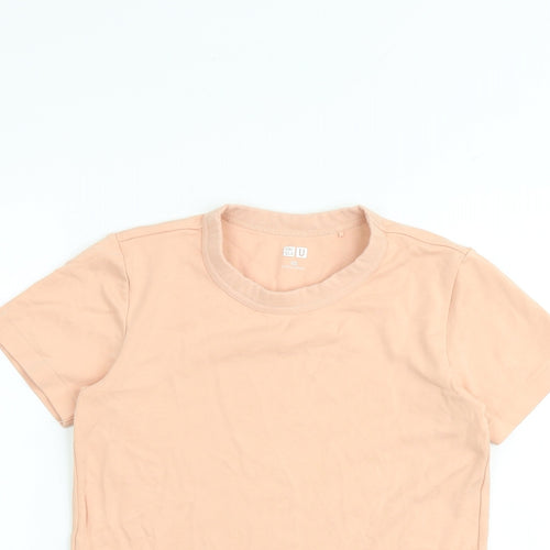 Uniqlo Womens Pink 100% Cotton Basic T-Shirt Size XS Round Neck