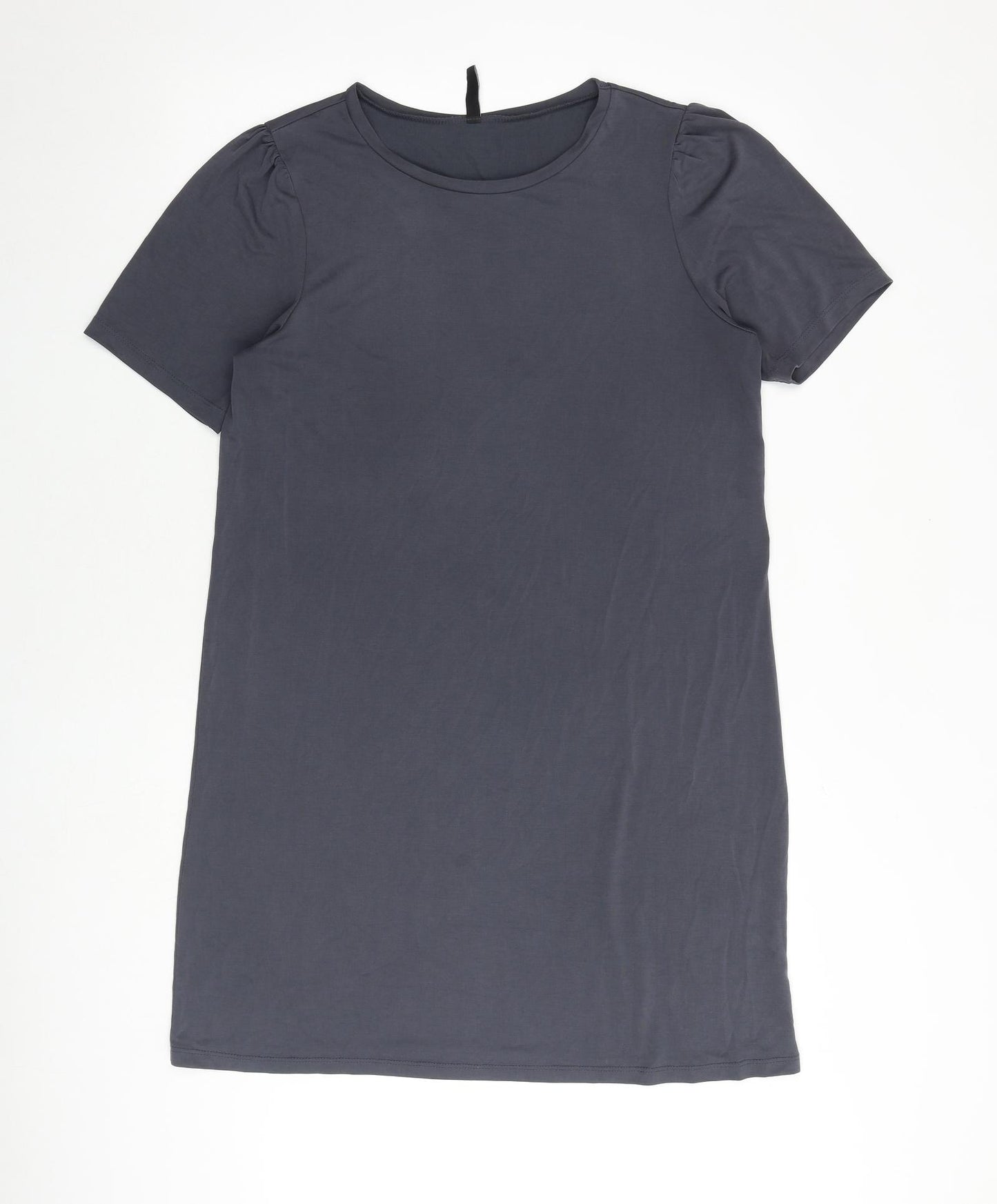 Pieces Womens Grey Polyester T-Shirt Dress Size L Round Neck Pullover