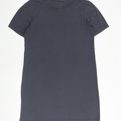Pieces Womens Grey Polyester T-Shirt Dress Size L Round Neck Pullover