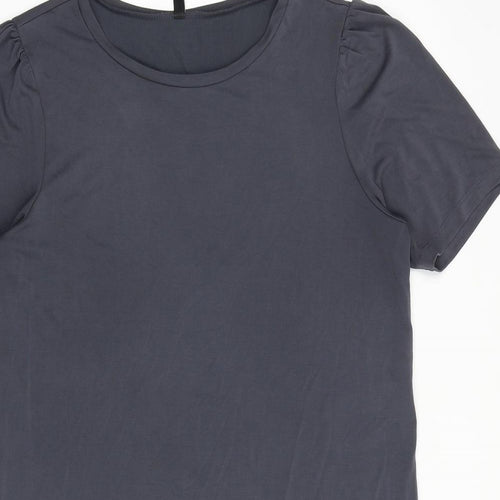 Pieces Womens Grey Polyester T-Shirt Dress Size L Round Neck Pullover